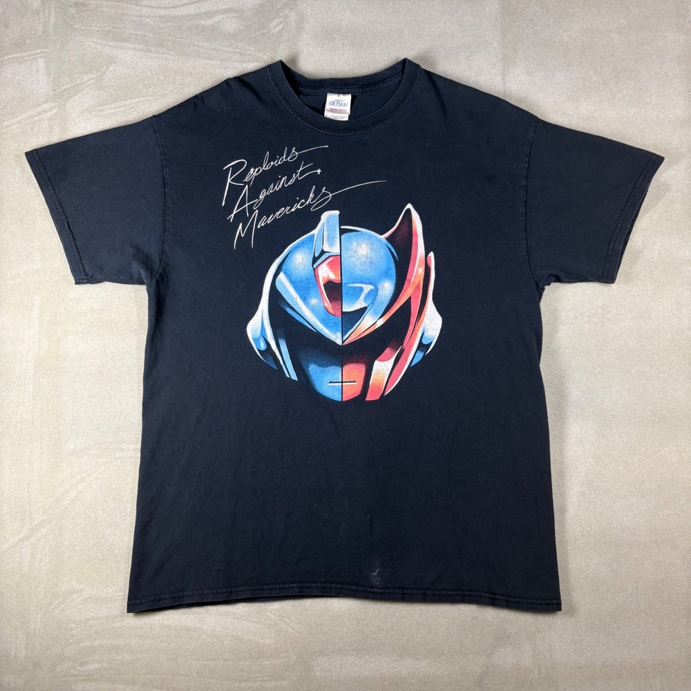 Vintage Daft Punk x Mega Man Reploids Against Mavericks Graphic Tee Black Mens L